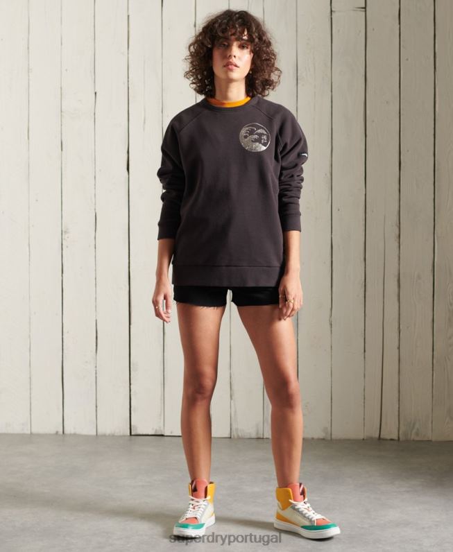 moletom banda boêmia mulheres preto roupas Superdry 2208H6118