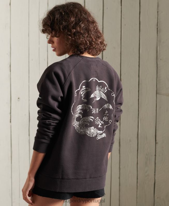 moletom banda boêmia mulheres preto roupas Superdry 2208H6118