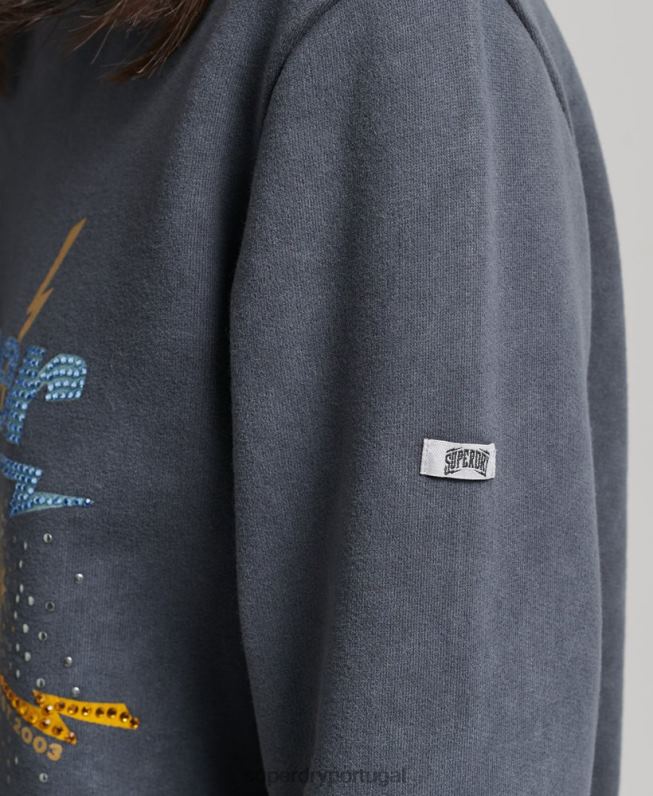 moletom brand mark metal crew mulheres preto roupas Superdry 2208H6037