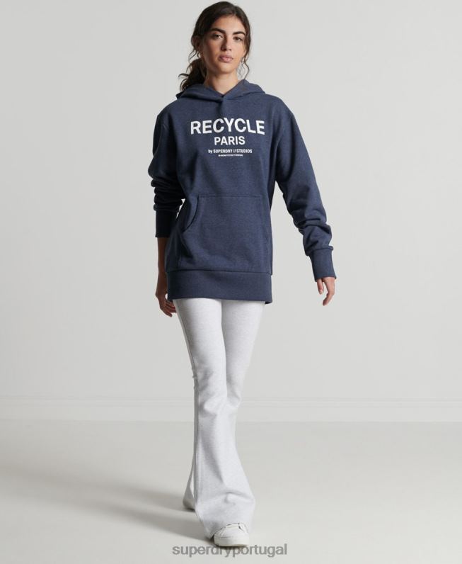 moletom cidade reciclada mulheres azul roupas Superdry 2208H5906