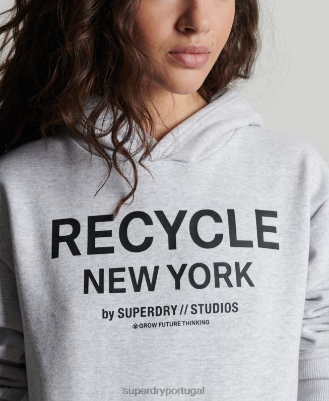 moletom cidade reciclada mulheres cinza claro roupas Superdry 2208H5835