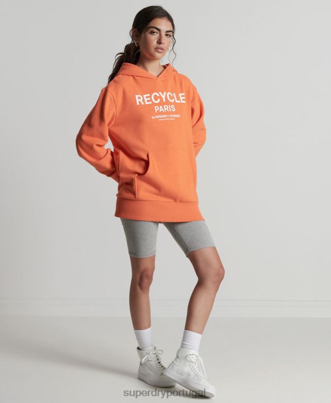 moletom cidade reciclada mulheres laranja roupas Superdry 2208H5905