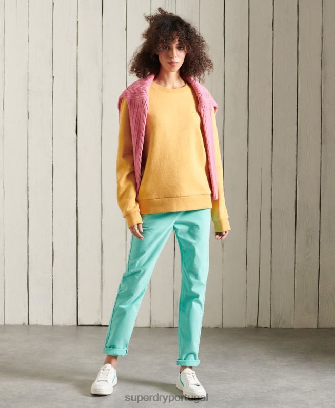 moletom clássico com etiqueta laranja mulheres amarelo roupas Superdry 2208H5983