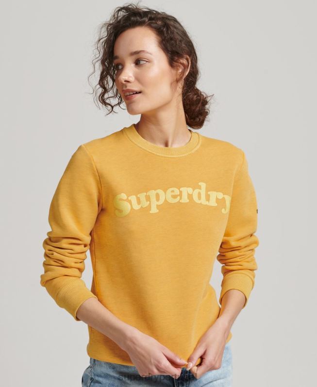 moletom clássico com logo dos anos 70 cooper mulheres ouro roupas Superdry 2208H5786
