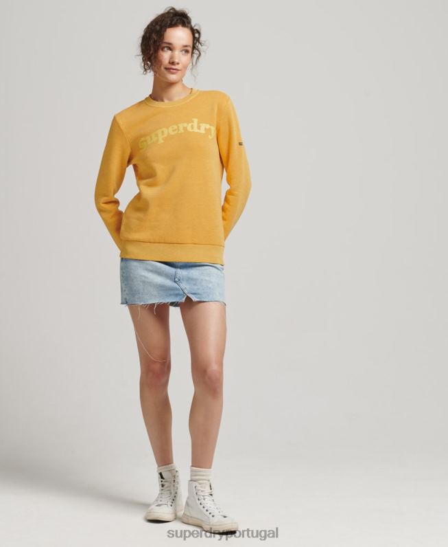 moletom clássico com logo dos anos 70 cooper mulheres ouro roupas Superdry 2208H5786