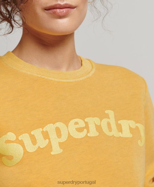 moletom clássico com logo dos anos 70 cooper mulheres ouro roupas Superdry 2208H5786