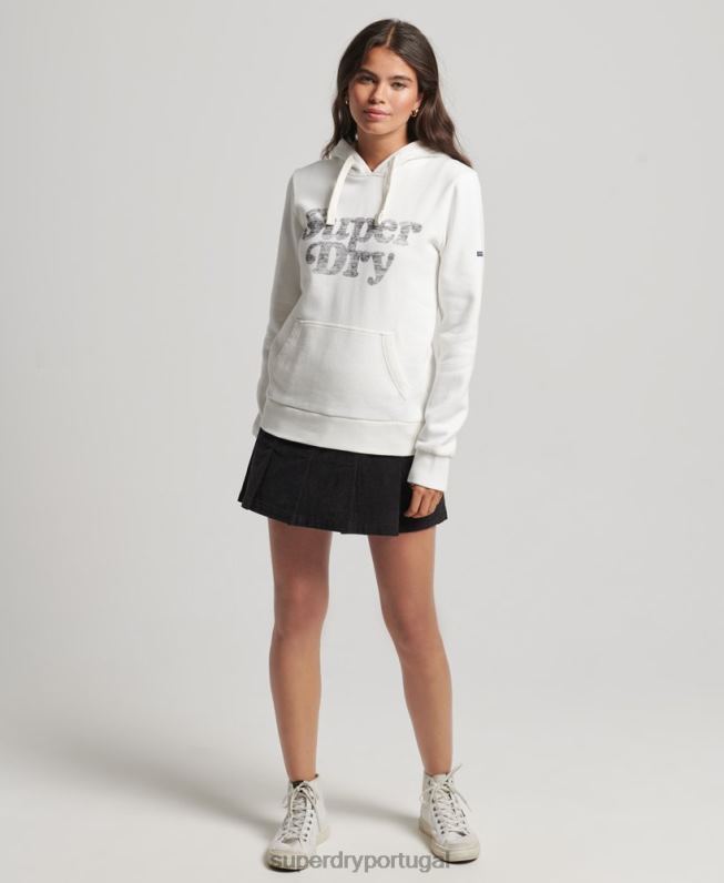 moletom clássico cooper mulheres creme roupas Superdry 2208H3414