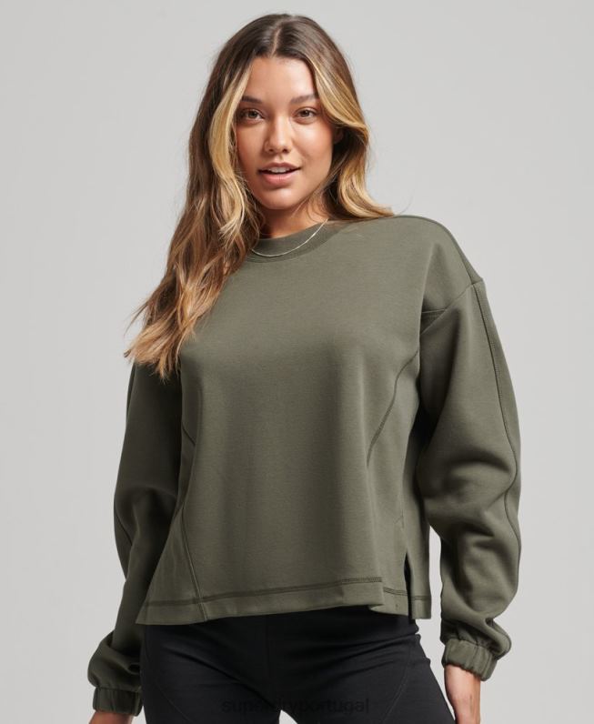 moletom code tech crew mulheres caqui roupas Superdry 2208H5921