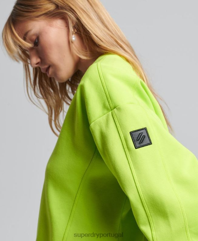 moletom code tech crew mulheres verde roupas Superdry 2208H5797