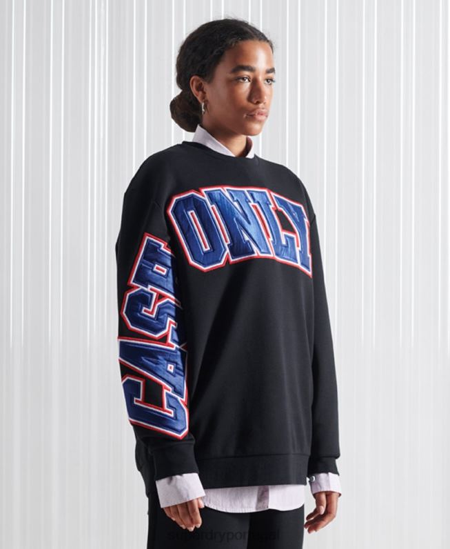 moletom com aplicação sdx edição limitada mulheres preto roupas Superdry 2208H5208