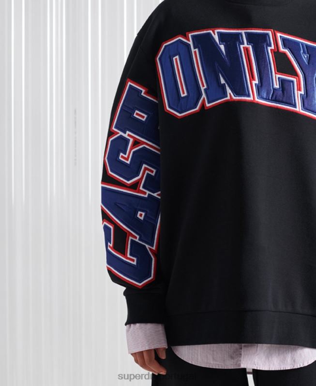 moletom com aplicação sdx edição limitada mulheres preto roupas Superdry 2208H5208