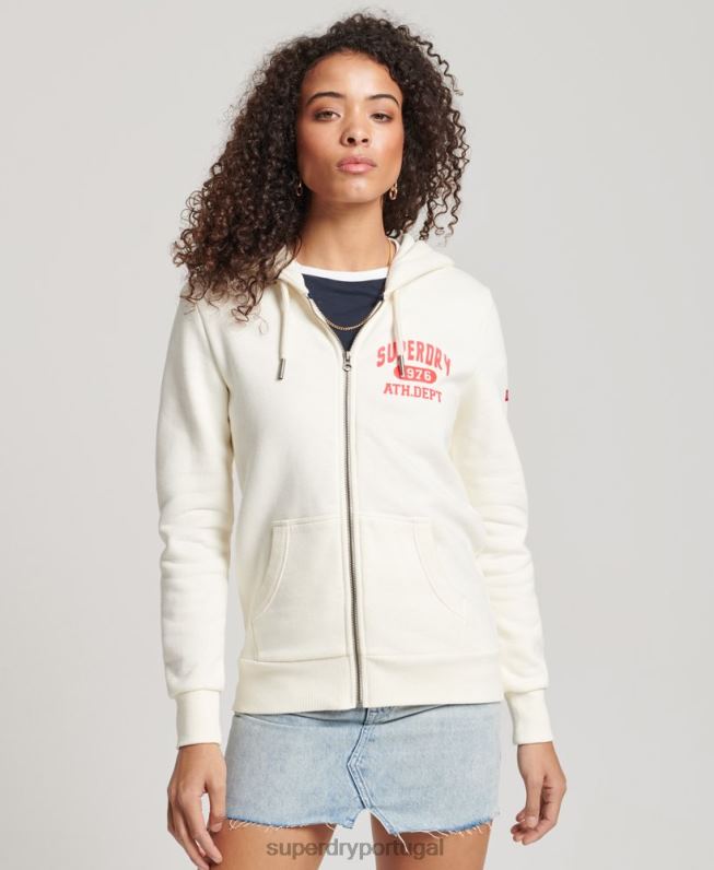 moletom com capuz atlético vintage mulheres branco roupas Superdry 2208H2251
