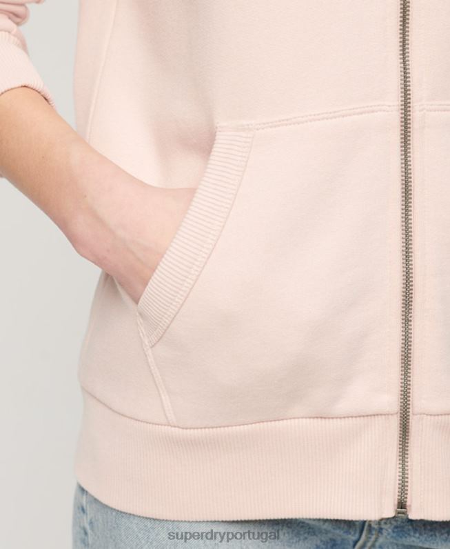 moletom com capuz com estampa de logo vintage japonês mulheres rosa roupas Superdry 2208H3287