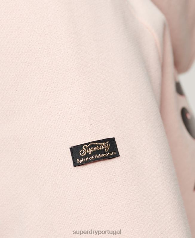 moletom com capuz com estampa de logo vintage japonês mulheres rosa roupas Superdry 2208H3287