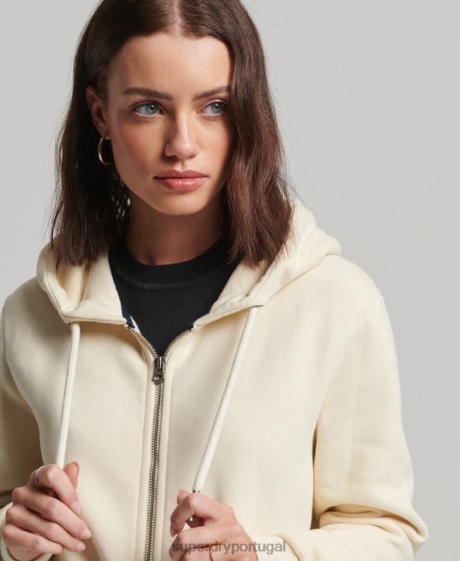 moletom com capuz com logo enfeitado vintage mulheres creme roupas Superdry 2208H3330