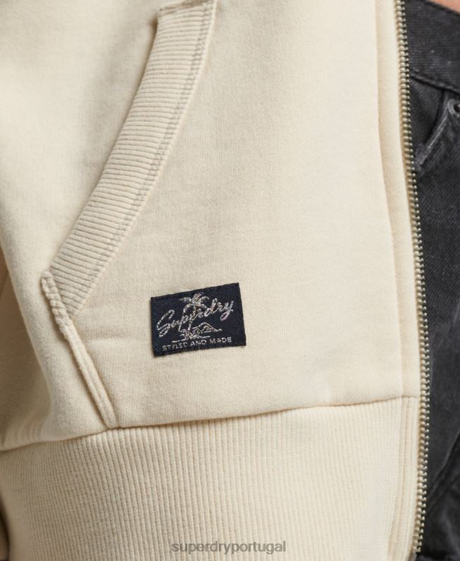 moletom com capuz com logo enfeitado vintage mulheres creme roupas Superdry 2208H3330