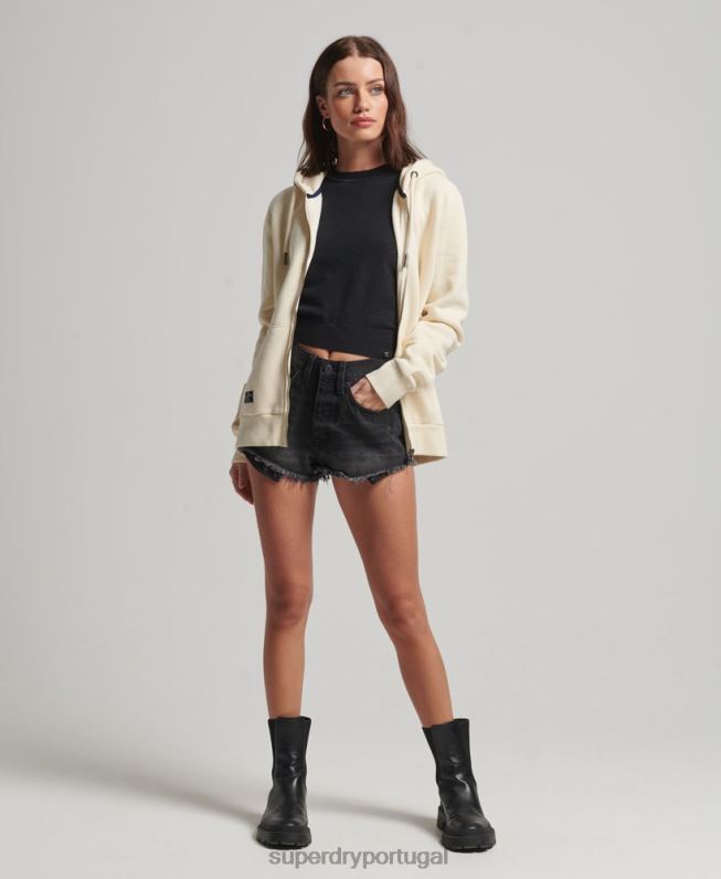 moletom com capuz com logo enfeitado vintage mulheres creme roupas Superdry 2208H3330