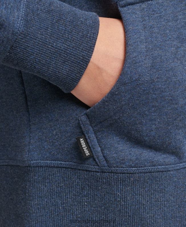moletom com capuz com logo essencial de algodão orgânico mulheres marinha roupas Superdry 2208H3379