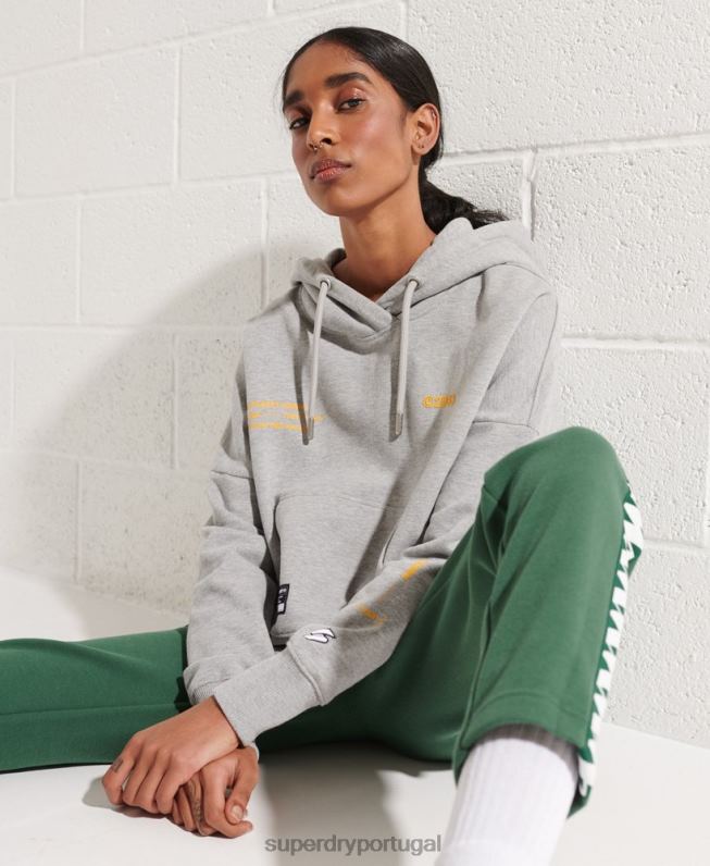 moletom com capuz com logotipo cooperativo mulheres cinza roupas Superdry 2208H3480