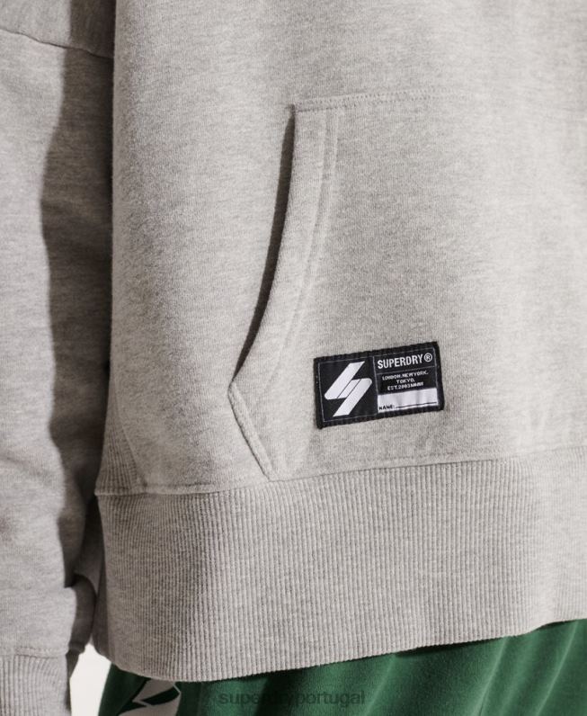moletom com capuz com logotipo cooperativo mulheres cinza roupas Superdry 2208H3480