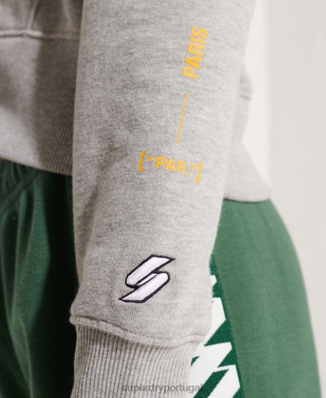 moletom com capuz com logotipo cooperativo mulheres cinza roupas Superdry 2208H3480