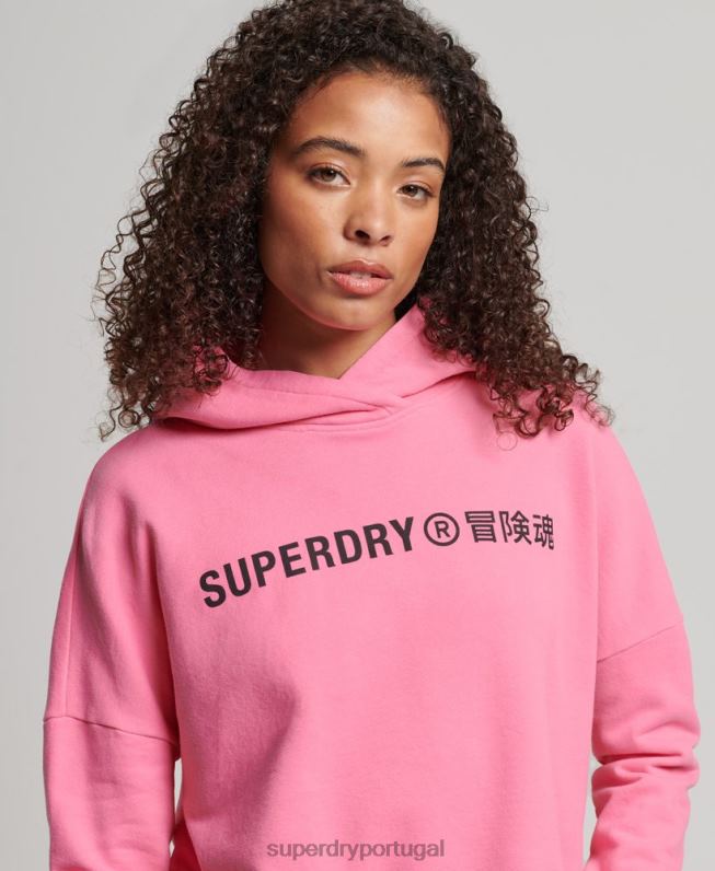 moletom com capuz de caixa de colheita esportiva principal mulheres rosa roupas Superdry 2208H2303