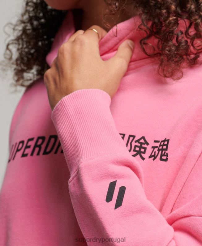 moletom com capuz de caixa de colheita esportiva principal mulheres rosa roupas Superdry 2208H2303