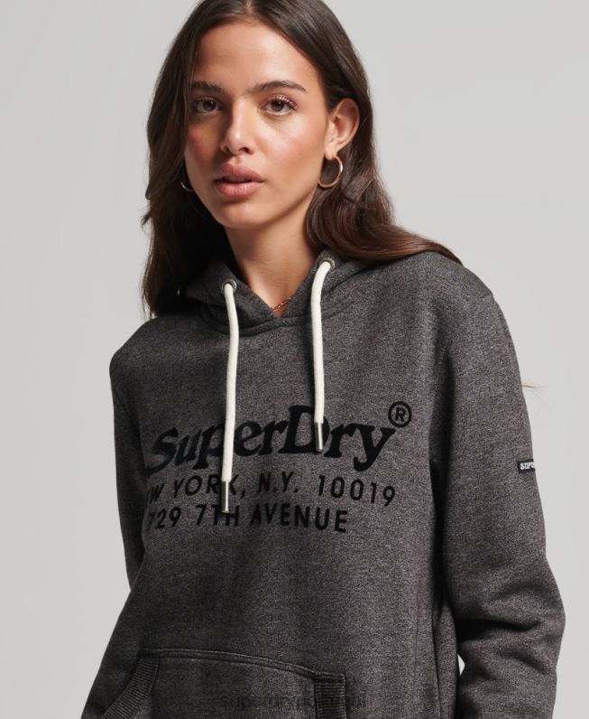 moletom com capuz de interesse local mulheres cinza escuro roupas Superdry 2208H3295