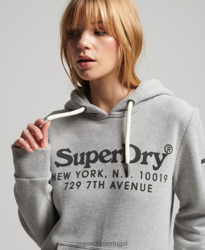 moletom com capuz de interesse local mulheres cinza roupas Superdry 2208H5761