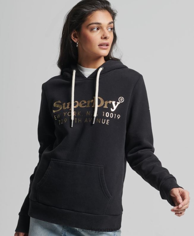 moletom com capuz de interesse local mulheres preto roupas Superdry 2208H5985
