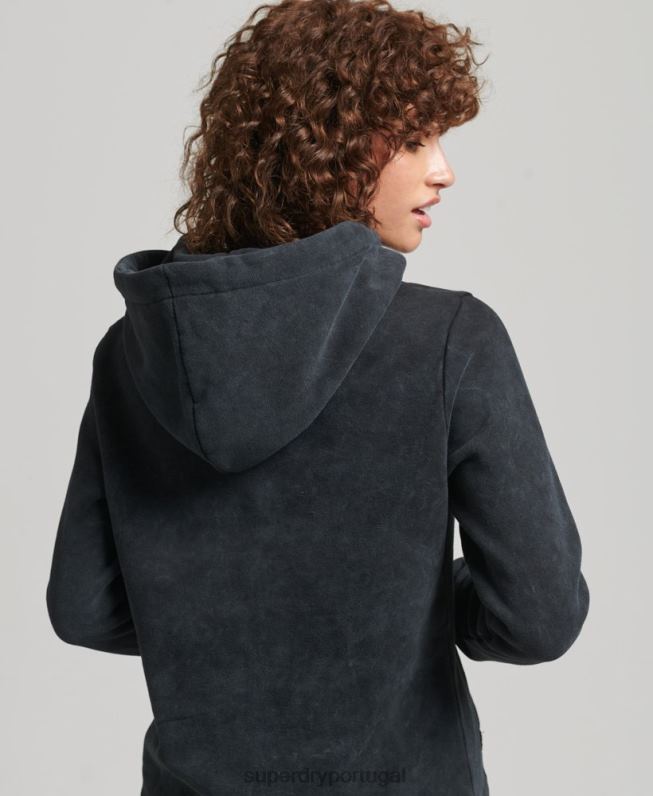 moletom com capuz de marca de metal mulheres preto roupas Superdry 2208H5783