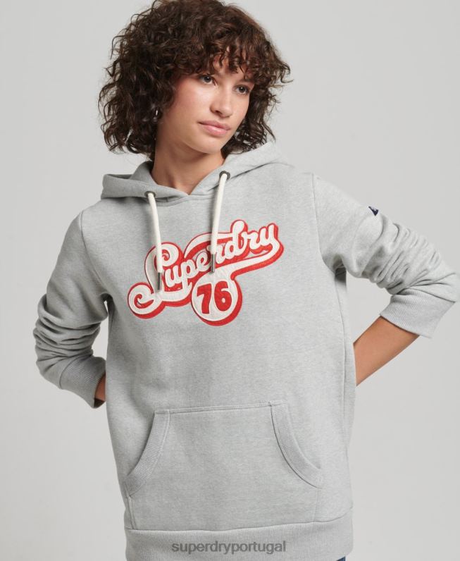moletom com capuz de roteiro de nostalgia mulheres cinza roupas Superdry 2208H3418