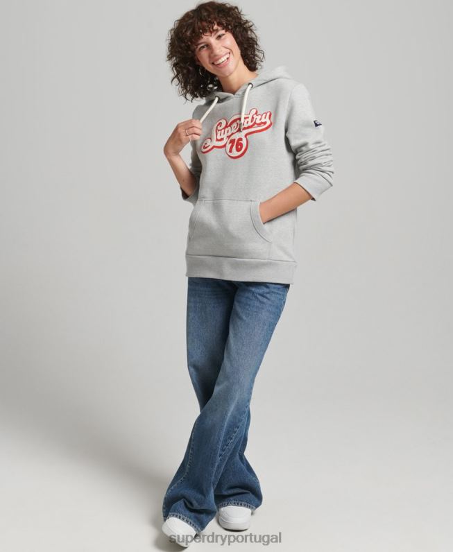 moletom com capuz de roteiro de nostalgia mulheres cinza roupas Superdry 2208H3418