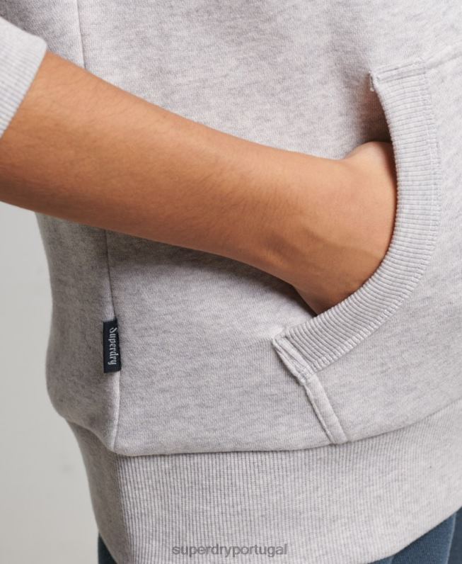 moletom com capuz em relevo vintage cooper mulheres cinza claro roupas Superdry 2208H3299