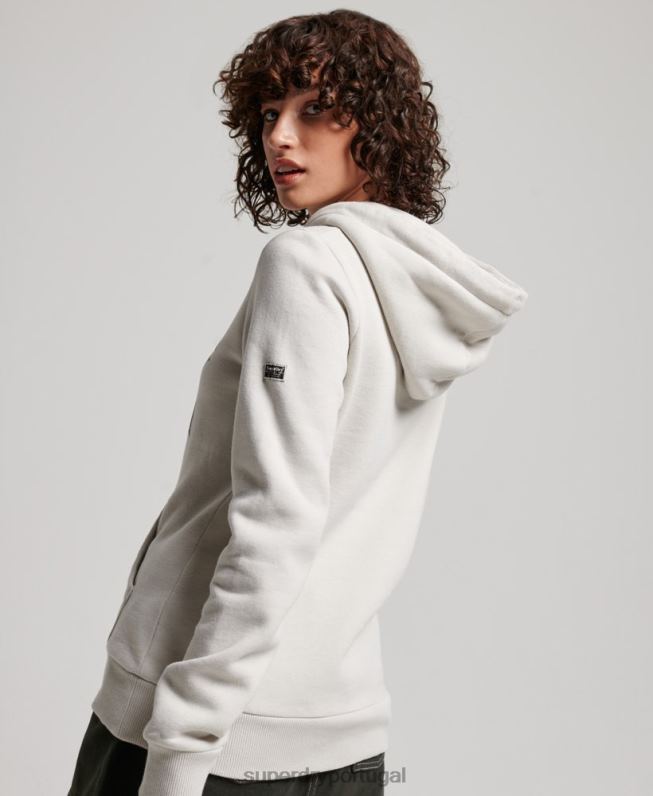 moletom com capuz embelezado mulheres cinza claro roupas Superdry 2208H3280