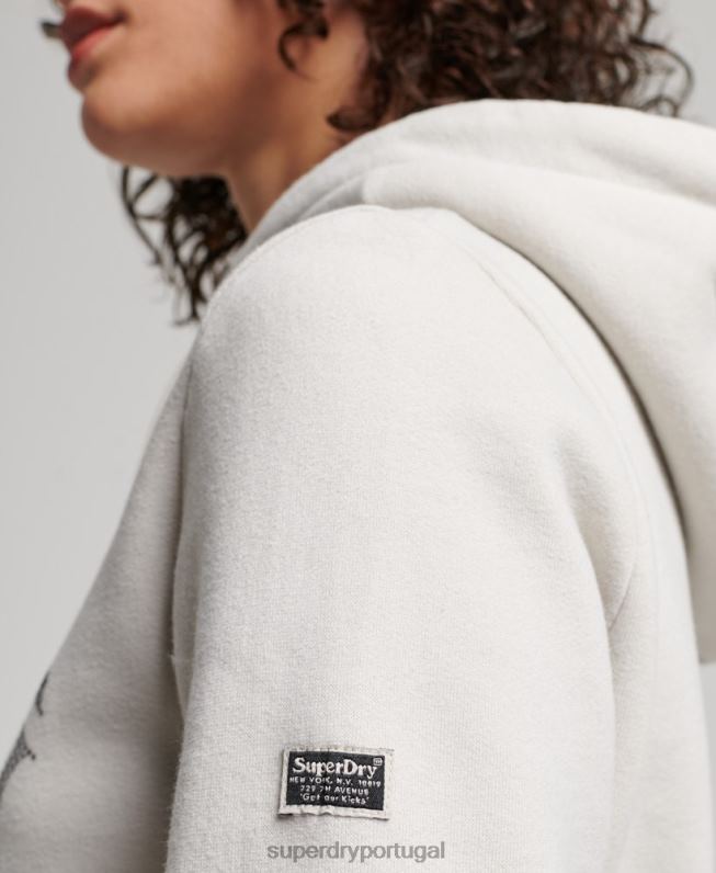 moletom com capuz embelezado mulheres cinza claro roupas Superdry 2208H3280