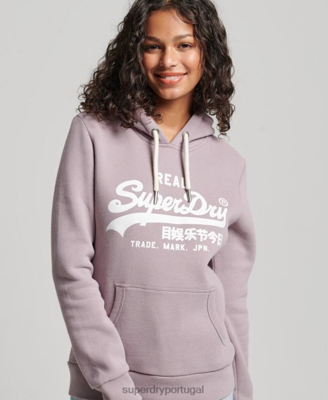 moletom com capuz embelezado mulheres roxo roupas Superdry 2208H3346