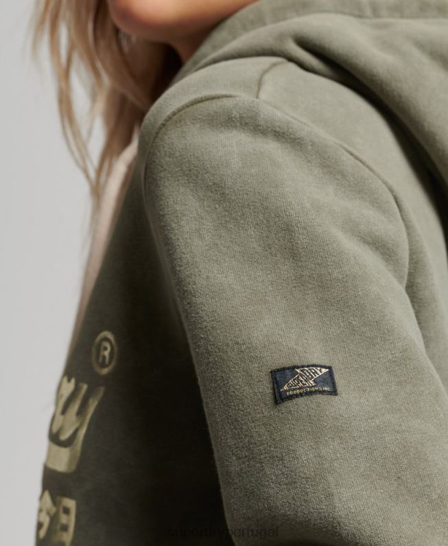 moletom com capuz embelezado mulheres verde roupas Superdry 2208H3284