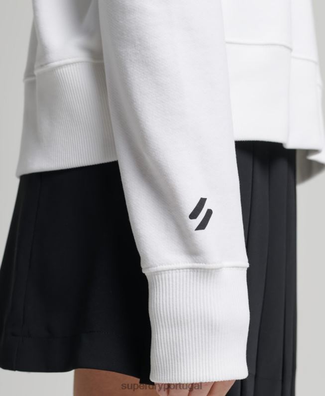 moletom com capuz esporte crop box code core mulheres branco roupas Superdry 2208H5913