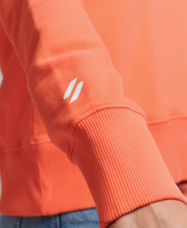 moletom com capuz esporte crop box code core mulheres rosa roupas Superdry 2208H5937