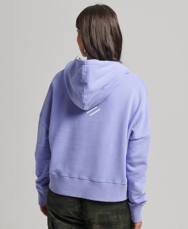moletom com capuz esporte crop box code core mulheres roxo roupas Superdry 2208H6071