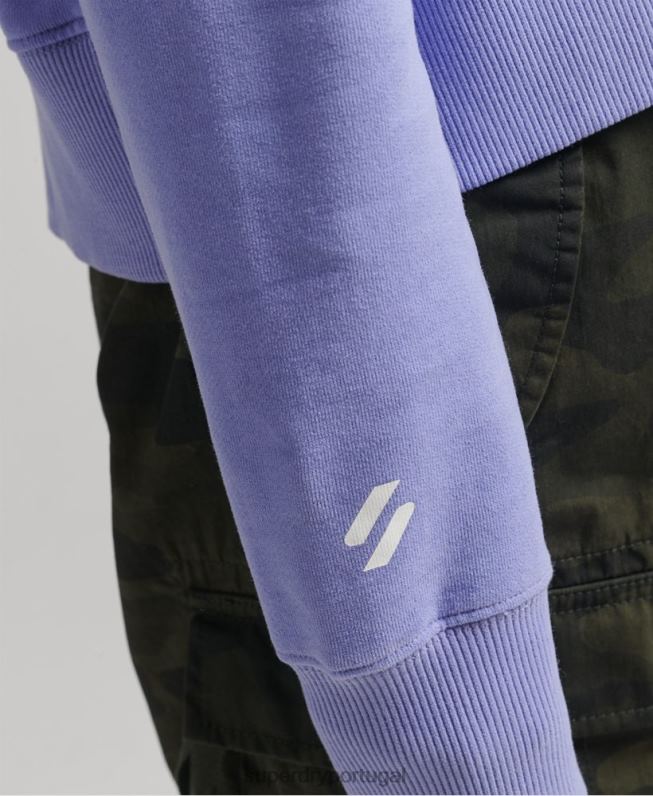 moletom com capuz esporte crop box code core mulheres roxo roupas Superdry 2208H6071