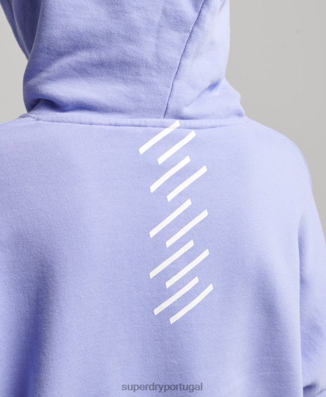 moletom com capuz esporte crop box code core mulheres roxo roupas Superdry 2208H6071