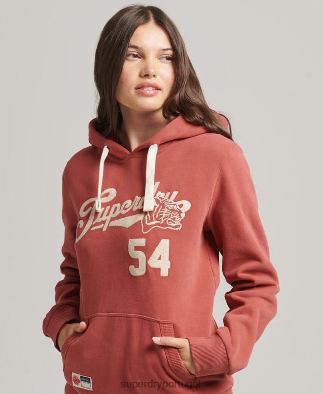moletom com capuz estilo script mulheres laranja roupas Superdry 2208H3398