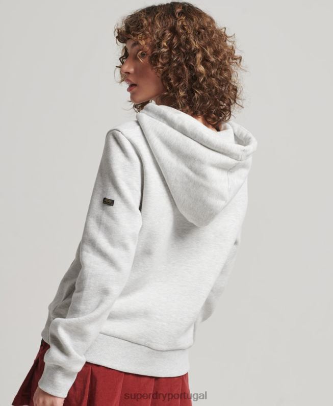 moletom com capuz gráfico de logotipo vintage japonês mulheres cinza claro roupas Superdry 2208H3389