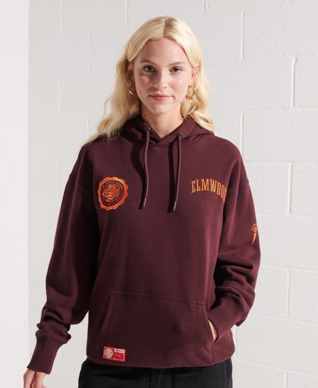 moletom com capuz gráfico universitário mulheres vermelho roupas Superdry 2208H5824