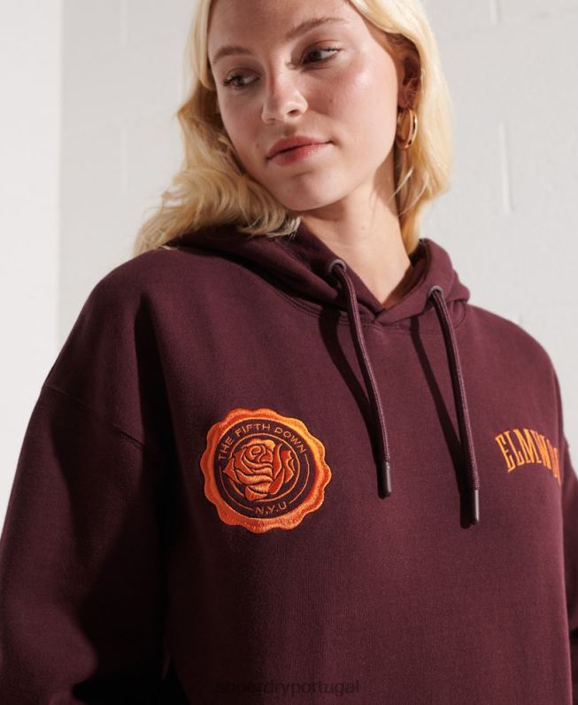 moletom com capuz gráfico universitário mulheres vermelho roupas Superdry 2208H5824
