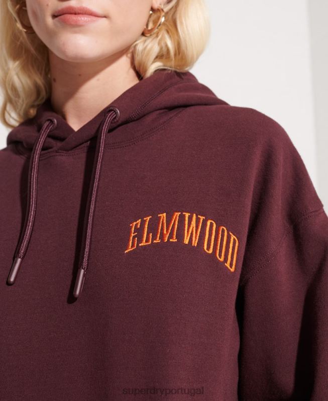 moletom com capuz gráfico universitário mulheres vermelho roupas Superdry 2208H5824