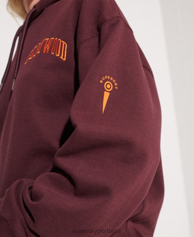 moletom com capuz gráfico universitário mulheres vermelho roupas Superdry 2208H5824