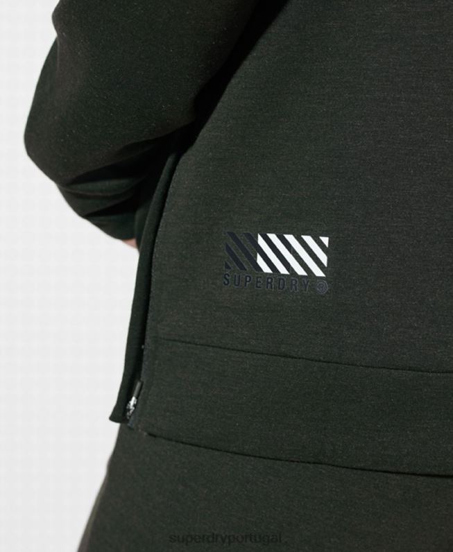 moletom com capuz meio zíper para treino mulheres caqui roupas Superdry 2208H6124